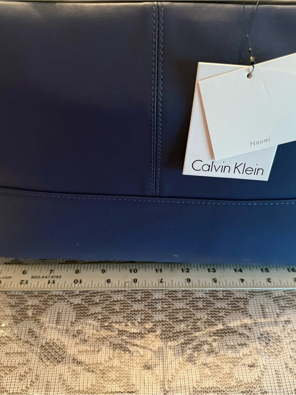 Calvin Klein Cobalt Blue Leather Top-Handle Satchel with Gold Hardware